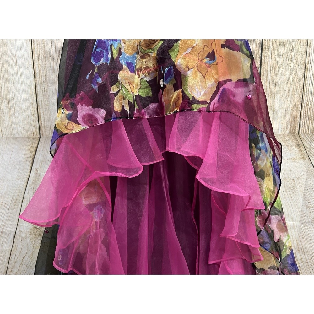 Mori Lee Prom Dress 5/6 Floral Strapless Embellished High Low Y2K HOCO Fairycore - Picture 6 of 10